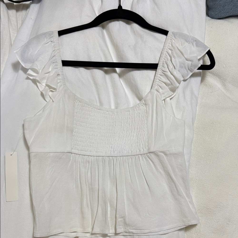 White Ruffle Sleeve Top - Picture 3 of 3